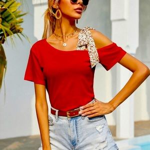 Asymmetrical red tie not top